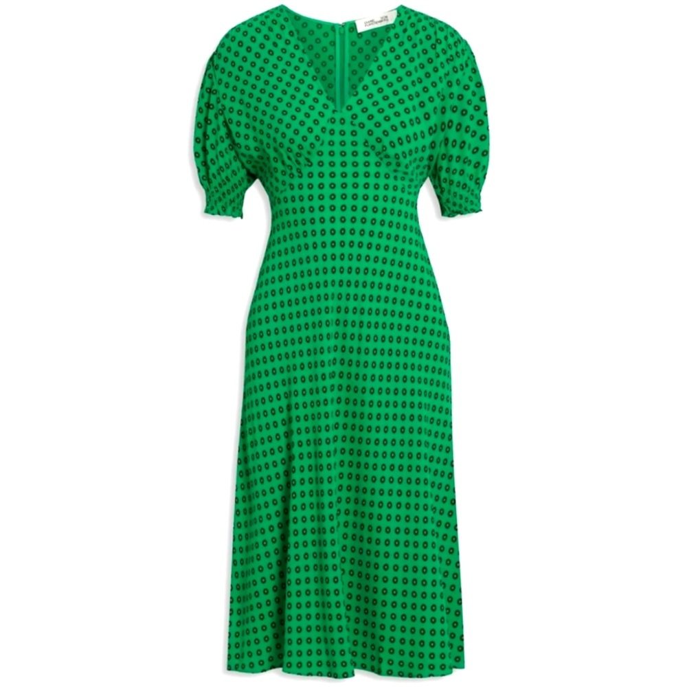 NWT DIANE VON FURSTENBERG Jemma gathered printed crepe dress